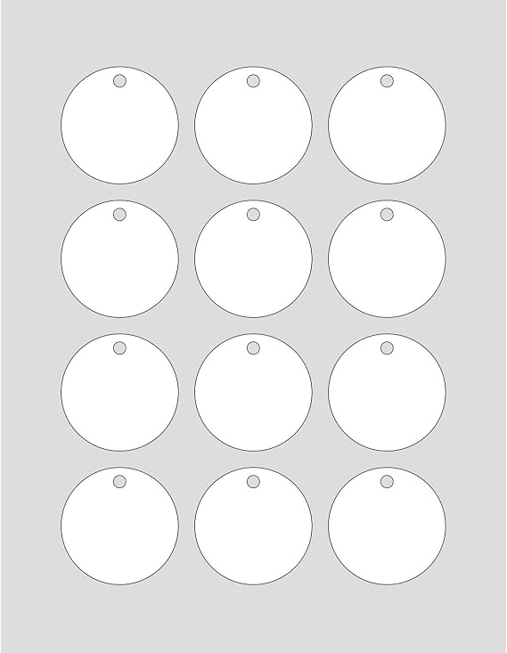 60 Printable Cardstock Hang Tags with Holes, Personalize and Custom Tags (Circle - 2x2 inches, 5 Sheets)