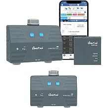 LinkTap D1 Wireless Water Timer & Gateway - 2 Zone Smart Hose Tap Timer, Built-in Flow Meters, Real-Time Fault Detection & Notification, Weather Adaptive, Better Range Than WiFi, IP66,