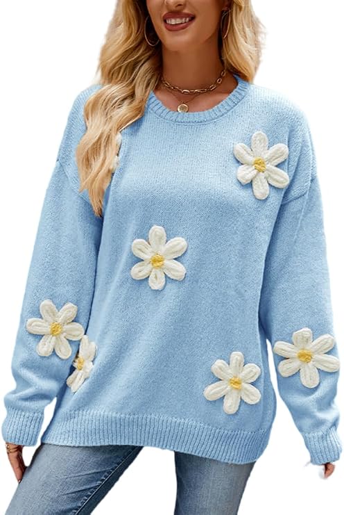 Women's Fall Sweater 2025 Casual Long Sleeve Crewneck Loose Fit Knit Pullovers Jumper Tops