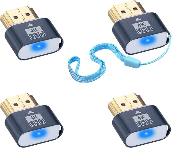 Duttek 4 Pack HDMI Dummy Plug 4K, Dummy HDMI Plug, Virtual Monitor Display Emulator with LED Work Indicator Light and Perforated Design,Supports up to 4k@60Hz,1080@120Hz