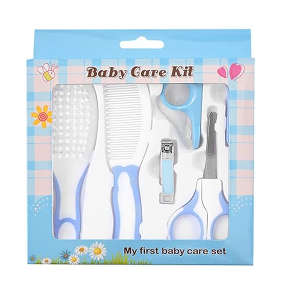 Baby Grooming Kit, 6pcs Baby Health Care Kit Nursery Care Kit Baby Health Care Set Portable, Safety Cutter Baby Nail Kit for Nursing Baby and Grooming(Blue)