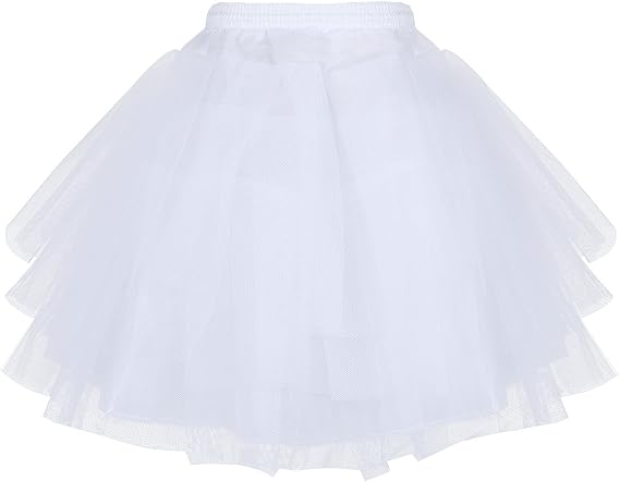 iEFiEL Girls 3 Layers Net Petticoat Underskirt Crinoline Slip for Flower Girls Wedding Dress White One Size