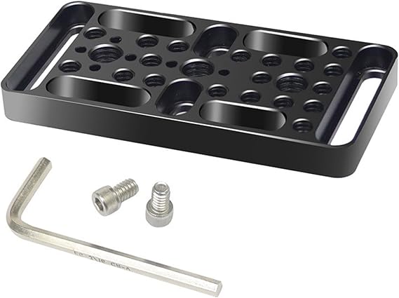 Camera Cheese Plate with 1/4"& 3/8" Threads, Aluminum Universal Type Cheese Plate for Cameras Monitor and Top Handle or Other