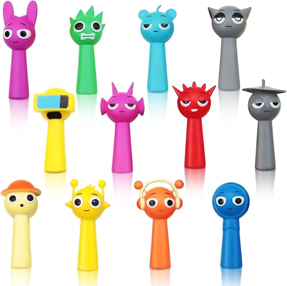 JUSJUBR 12PCS Sprunkis Action Figures Statue, Sprunki Cartoon Figures, Colorful Toy Figures for Kids, Collectible Toy