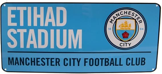 Manchester City F.C. Unisex Official Colour Street Sign, Multi-Colour, One Size UK