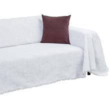 Purecot Premium Pamuklu Püsküllü Koltuk Örtüsü 180x300 Large Çift Taraflı Terletmez Kaymaz,Gri