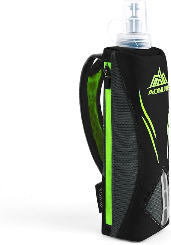 Geila Handheld Water Bottle for Running, 17 oz Grip Handheld Bottle with Hand Strap Hydration Pack, Sport Soft Flask