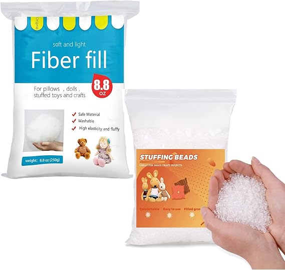 BUTUZE Polyester Fiber, Premium Fiber Fill, Stuffing Beads, 150g Weight Stuffing Beads, Stuffing for Small Dolls Part Pillow Comforter DIY, 250g/8.8oz, Recyclable