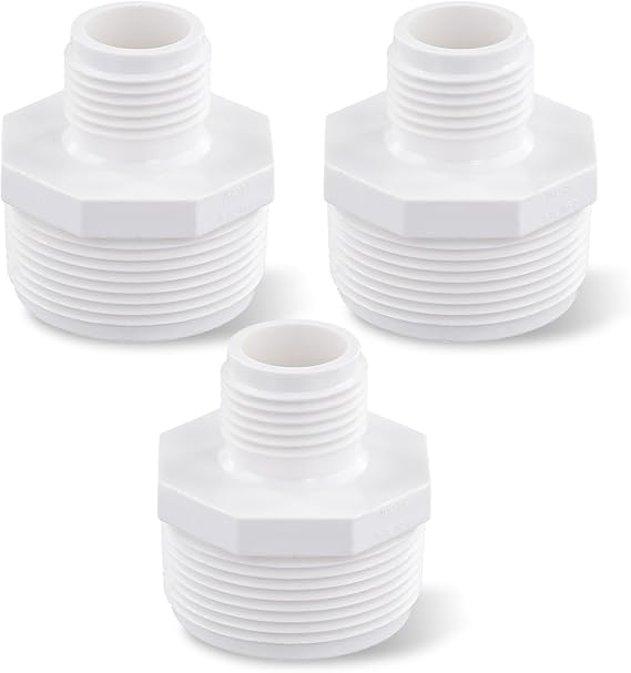 PEUTIER 2pcs Male 1.5" NPT x 3/4" GHT Male PVC Garden Hose Adapters