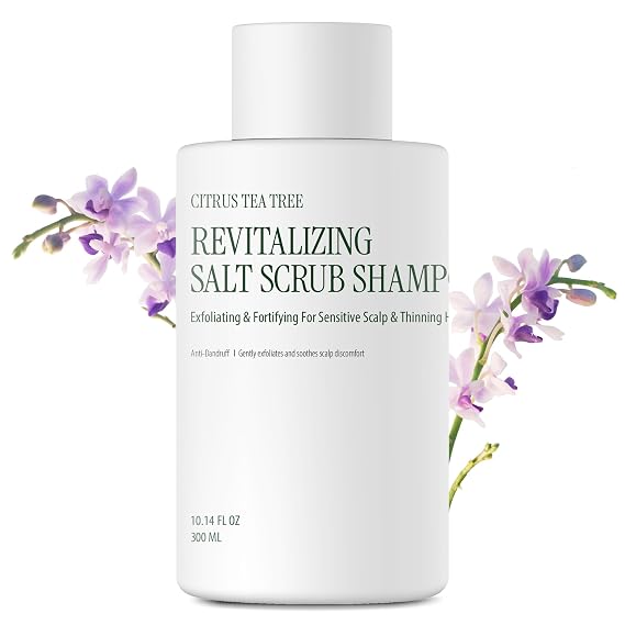 CURLYSHYLL Revitalizing Salt Scrub Shampoo for Oily Scalp & Buildup, 300ml | Clarifying scalp shampoo with rich lather for excess oil, visible flakes, and styling residue, leaving a fresh feel