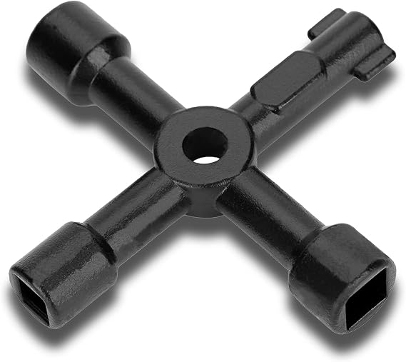 4-Way Multi-Functional Utilities Zinc Alloy Key Radiator Key Bleed Triangle/Square Universal Cross Triangle Key for Train Elevator Cabinet Valve Opening