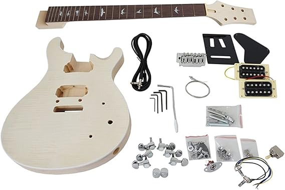 Unfinished Guitar Body Unfinished DIY PRS Electric Guitar Kits Basswood Body Musical Instrument Guitar with All Hardwares Guitar DIY Accessory (Color : EK010)