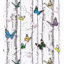 YENHOME Colorful Butterfly Wallpaper Stick and Peel Modern 17.7" X 118" Self Adhesive Insects Branches Brich Tree Wallpaper for Bedroom Nursery Bathroom Wall Paper Renter Friendly Roll