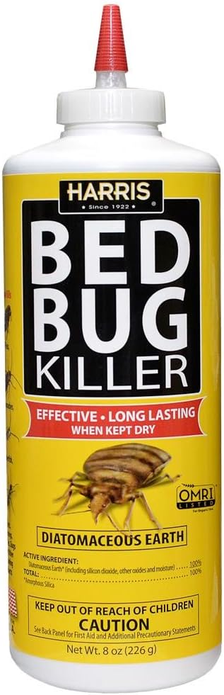 Harris HDE-8 Bed Bug Powder Diatomaceous Earth, 8oz, Yellow