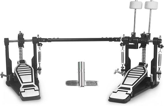 Double Kick Bass Drum Pedal, Heavy-Duty Double Kick Pedal with Twin Chain Drive Percussion Hardware & 4-Sided Beater Heads | Electric Drum Set Double Bass Pedal for Pro Drummers (Double Pedal)