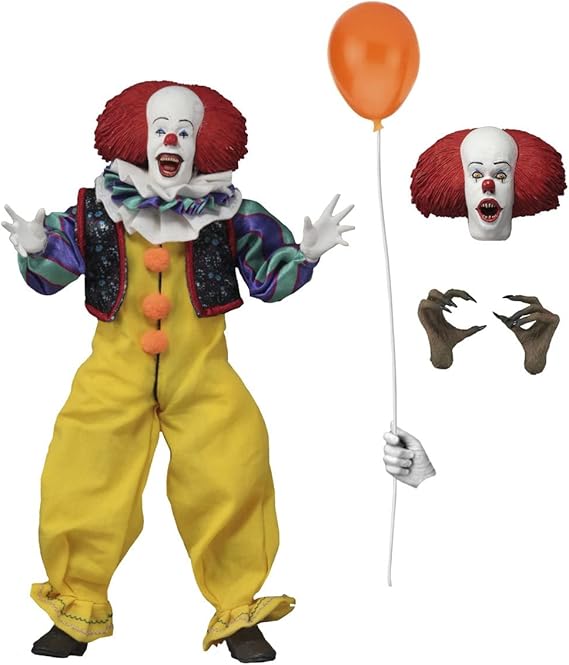 NECA 1990 IT: Pennywise 8 Inch Clothed Action Figure | IT 8 Inch Action Figure Retro Clothed Series - Pennywise 1990