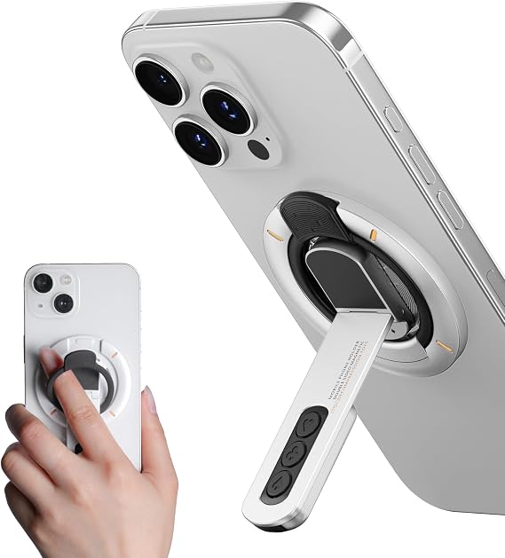 Magnetic Phone Grip Ring Holder, Double-Sided Magnet Adjustable 360 Rotation Folding Metal Phone Kickstand,Portable Gym Magnetic Cell Phone Grip with Fidget Toy Design