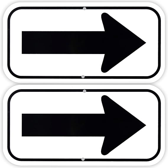 2-Pack Arrow Sign,for Indoor or Outdoor Use,12"x 6" .04" Aluminum Reflective Sign Rust Free Aluminum-UV Protected and Weatherproof