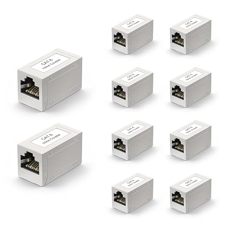 VCELINK Cat6 Coupler Shielded, Ethernet Cable Extender PoE, 10-Pack | PoE Support|CAT6/CAT5E/CAT5|Ethernet Cable Extender|Female to Female Extender|10-Pack, Silver