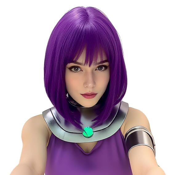 Yamel Neon Purple Bob Wig for Women Bachelorette Party Halloween Cosplay