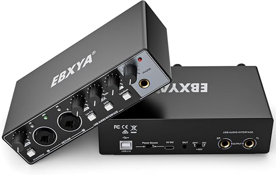 EBXYA 2x2 Audio Interface - 24-bit/192kHz USB Recording Sound Card