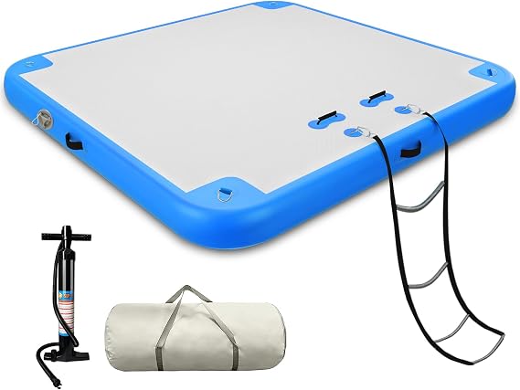 GZKYYLEGS 6ft/8ft/10ft/12ft Inflatable Floating Dock Water Platform | Multi-People Inflatable Floating Mat, Swim Dock Platform, Non-Slip Surface, 6 Inch Thick, For Lake/Boat/Island/Swimming Pool