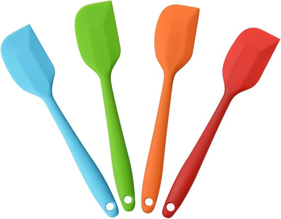 Silicone Spatulas, 11 inch Rubber Spatula Heat Resistant Non-Stick Flexible Scraper With Solid Stainless Steel Core for Cooking, 4 Pack