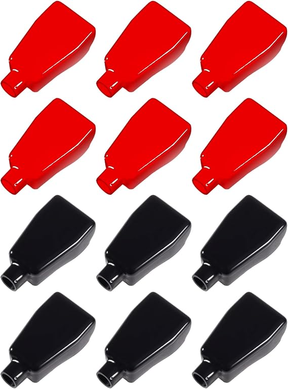 12Pcs Battery Terminal Covers Universal Car Positive Battery Terminal Insulating Protector Caps Post Flexible Battery Terminal Insulating Protector Caps Covers Red and Black