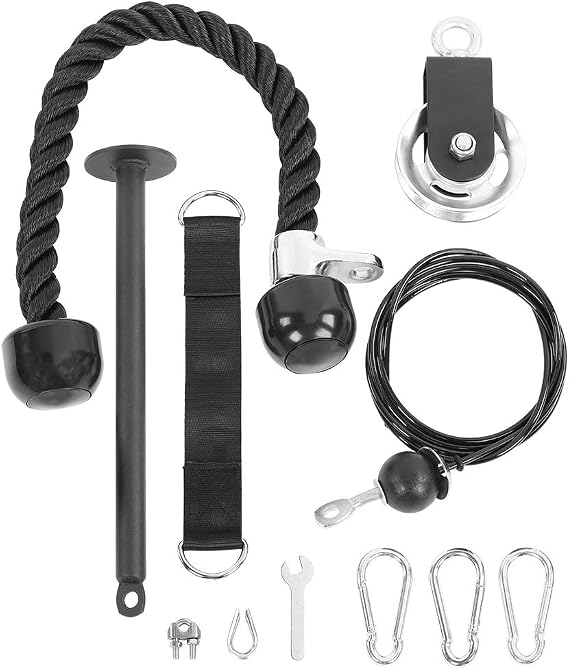 Lift Pulley System DIY Fitness Equipment Strength Training Kit with Loading Pin Aluminum Alloy Iron Plastic Nylon for Home Gym Workout