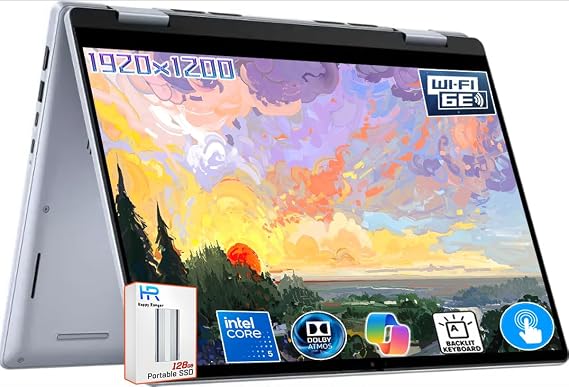 Dell Inspiron 14 7740 Business Laptop, 2 in 1 14" FHD+ Touchscreen Copilot PC, Intel Core 5 (> i7-1355U), Backlit Keyboard, Fingerprint, 10Hr Battery Life, Win11, W/128GB PSD (32GB RAM | 1TB SSD)
