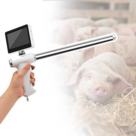 Visual Insemination Kit for Farm Breeding, Artificial Insemination Gun with Camera, Waterproof Design and Stainless Steel Probe(Pig+Sheep)