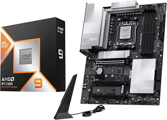 MICRO CENTER AMD Ryzen 9 9950X3D CPU Processor with MSI PRO X870E-P WiFi Motherboard (ATX, AM5, DDR5, PCIe 5.0 x16, M.2 Gen5, Wi-Fi 7)