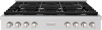 ZLINE 48 in. Paramount Gas Rangetop with 8 Burners and Porcelain Cooktop in Stainless Steel (SRT48)