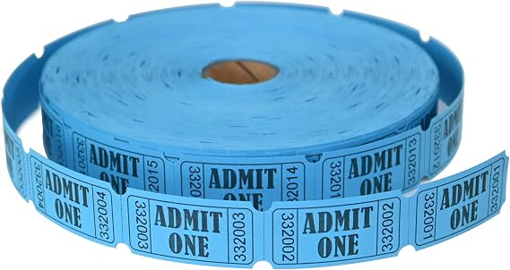 L LIKED 2000 Blue Raffle Tickets 1" x 2" Admit One Single Roll