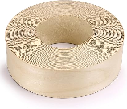 MOLIGOU Birch Wood Veneer Strips, 250 Plywood Edge Banding, Iron on Veneer Edging with Adhesive Back