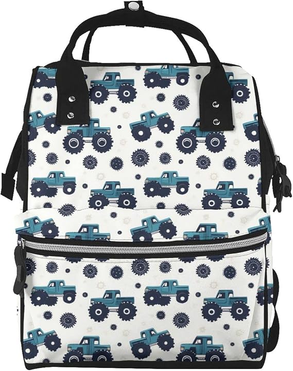 Baby Doll Diaper Bag Backpack - Car Gear Black Print Mommy Bag, Tactical Infant Baby Backpack, Fashion Travel Hiking Toddler Tote Nursing Nappy Bags for Dad Mom Women Men