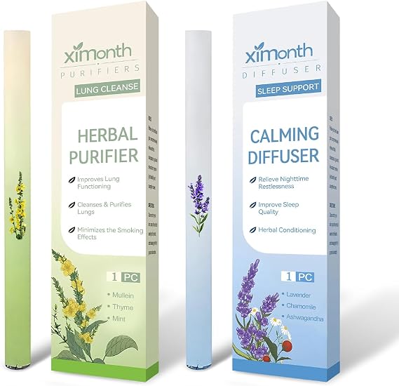 2-Pack Herbal Diffuser Pen Set in Green and Blue, Portable Anxiety Pen Premium Material with Natural Aromatherapy, Reusable Herbal Inhaler for Stress Relief and Focus