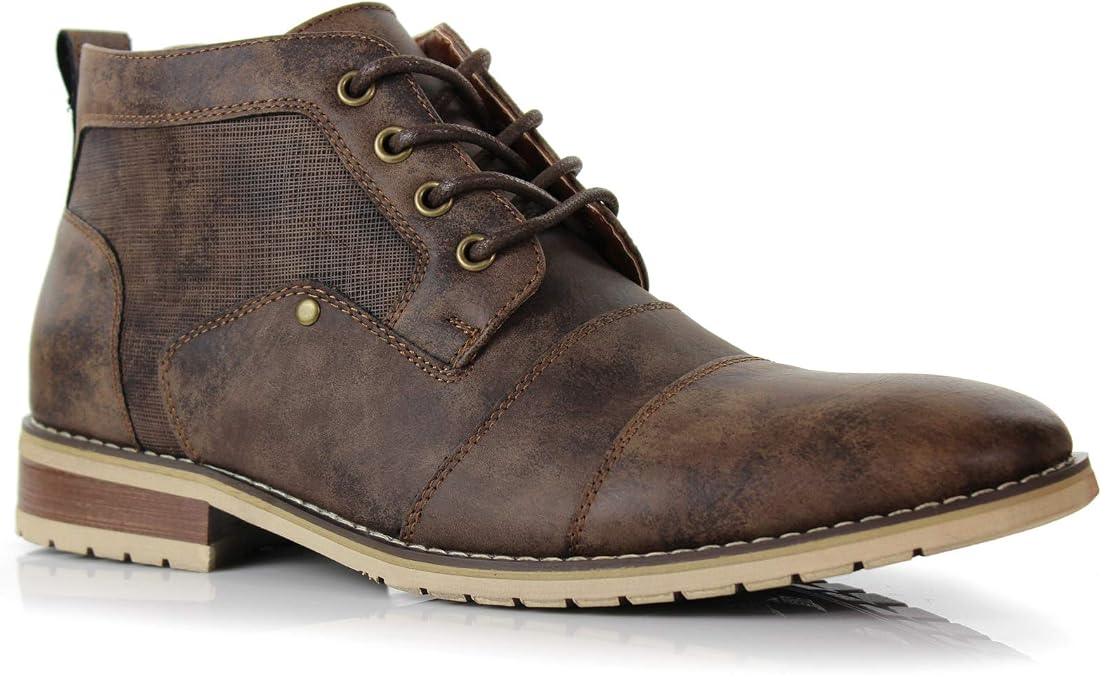 Ferro Aldo Men's Ankle Boots | Lace-Up Cap Toe Chukka Style Dress Boot | Casual Fashion for Work