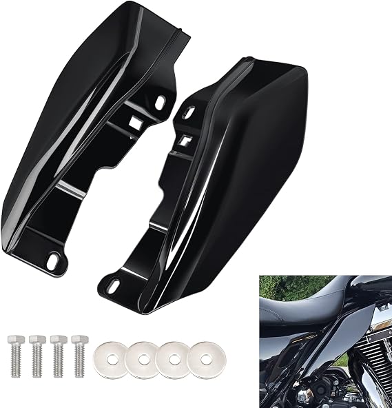 Amazicha Vivid Black Mid Frame Air Heat Deflectors Trim Left Right Set Compatible for Harley Touring and Trike 2009-2024 Models Without Cool Flow Fan