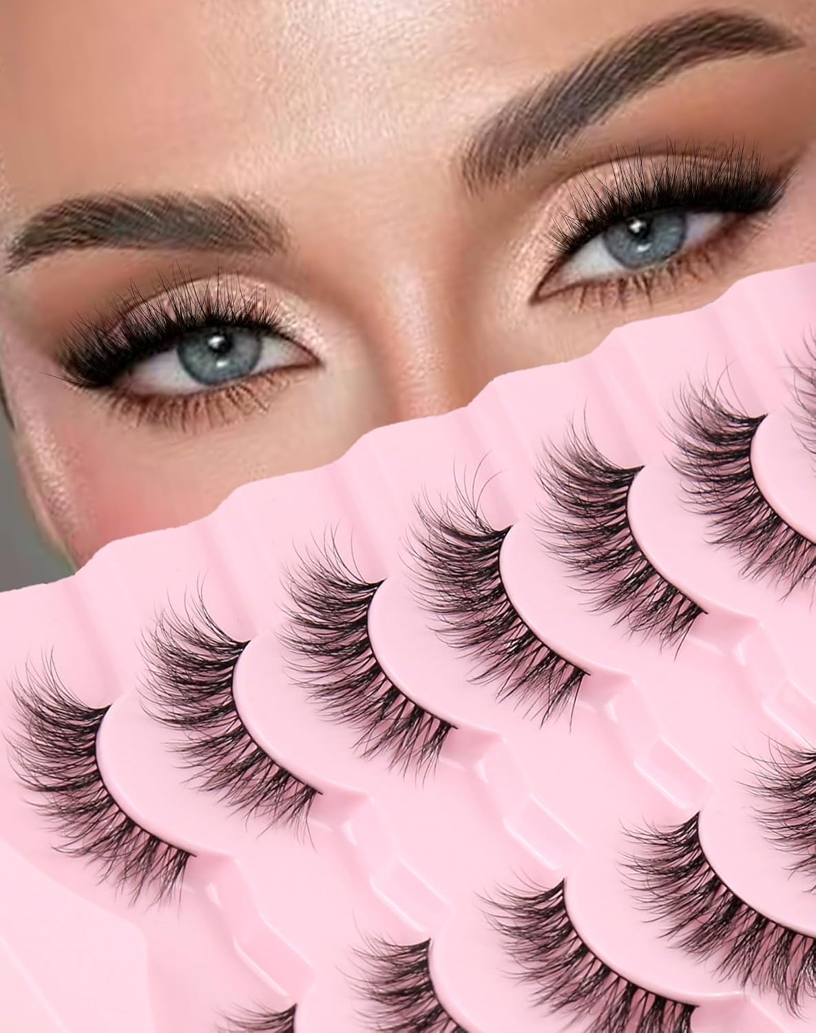 Onlyall False Lashes Natural Look False Eyelashes Natural Lashes Wispy Eyelashes Fake Eyelashes Strip Lashes Fake Lashes 14mm Lashes D37