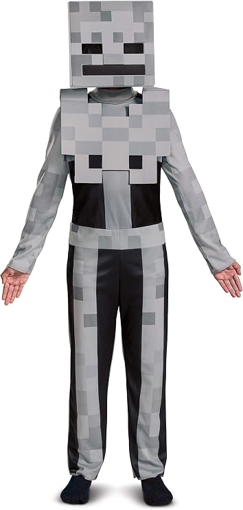 Kid's Minecraft Classic Skeleton Costume | Boys & Girl's Minecraft Cosplay Outfit | Child Minecraft Skeleton Costume