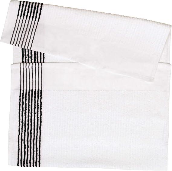 Super Gym Caddy White Towel with Black Stripes 22"x44"