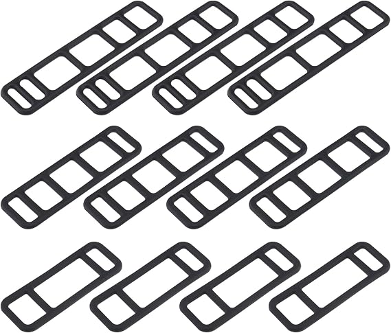 12pcs Bicycle Black Stretchable Silicone Strap Bike Fixed Silicone Strap for Bicycle Headlights Taillights Car Driving Recorders
