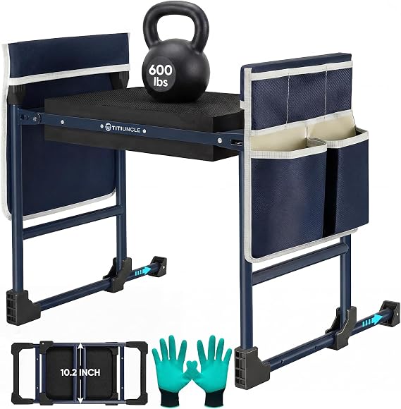 Garden Kneeler and Seat, Foldable Heavy Duty w/Soft Kneeling Pad