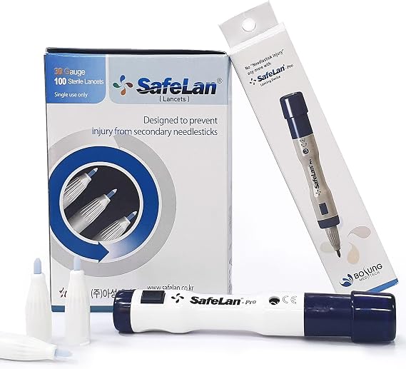Set Safety Lancing Device + Lancets 1Box (30G/100Pieces) Minimizing Pain Made in Korea