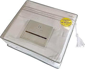 FixtureDisplays Queen Size Sheets 1800 Thread 60% Egyptian Cotton, 40% Polyester Microfibre Blen Pill Ball Free  Sheets Deep Pocket Fits Mattress up to 18 Inch Thick 15177-WHITE-NEW-2D