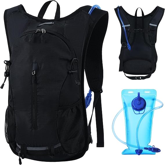 Hydration Backpack with 2L Water Bladder, Lightweight Hydration Pack Reflective Running Backpack Breathable Water Backpack for Women Men Cycling Camping Climbing Hiking Jogging Marathon