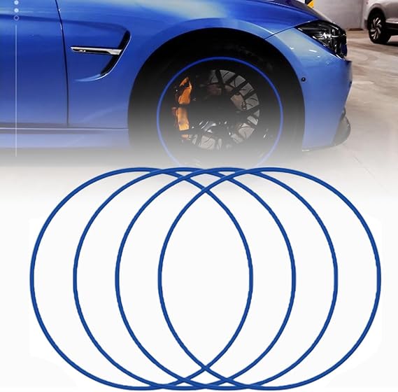 4PCS Wheel Rim Edge Protectors, Self-Adhesive 8mm Wide ABS Protective Ring, One-piece Molding, Trim Guard for 15-22 Inch Car, Truck Alloy Wheels,17in,Blue