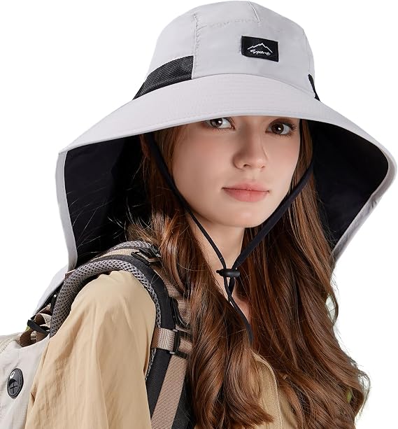 Rosoz Outdoor Sun Hat for Men Women, UPF 50+Fishing Hat with Neck Flap
