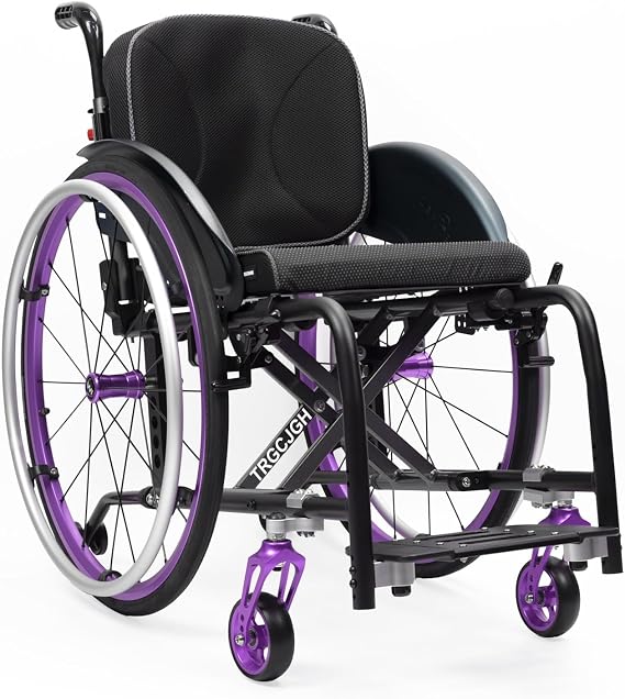 Portable Wheelchair Ultra Lightweight Foldable for Adults, self propelled Chair, with Handbrakes and Quick Release Rear Wheels